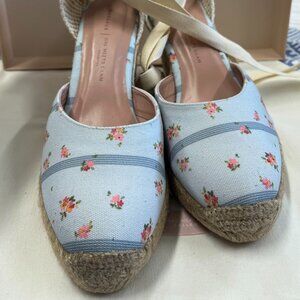 Margaux & Gal Meets Glam Blue Floral Espadrille Wedges NIB